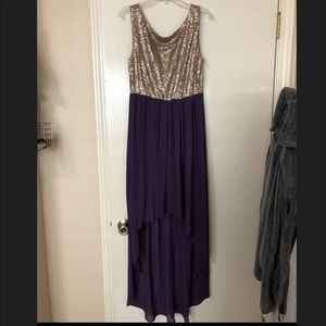 Gold and Purple High Low Dress